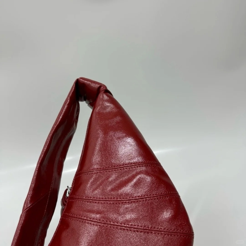 Medium Croissant Bag In Coated Cotton - Brick Red