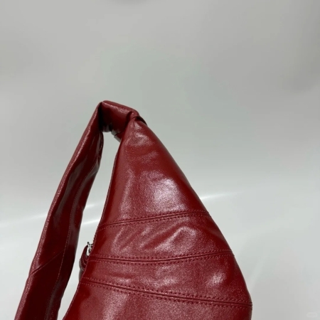 Medium Croissant Bag In Coated Cotton - Brick Red