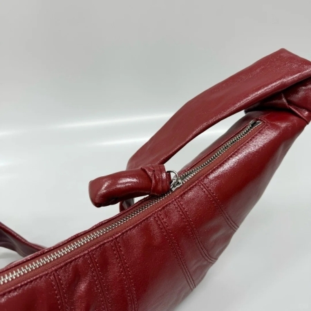 Medium Croissant Bag In Coated Cotton - Brick Red