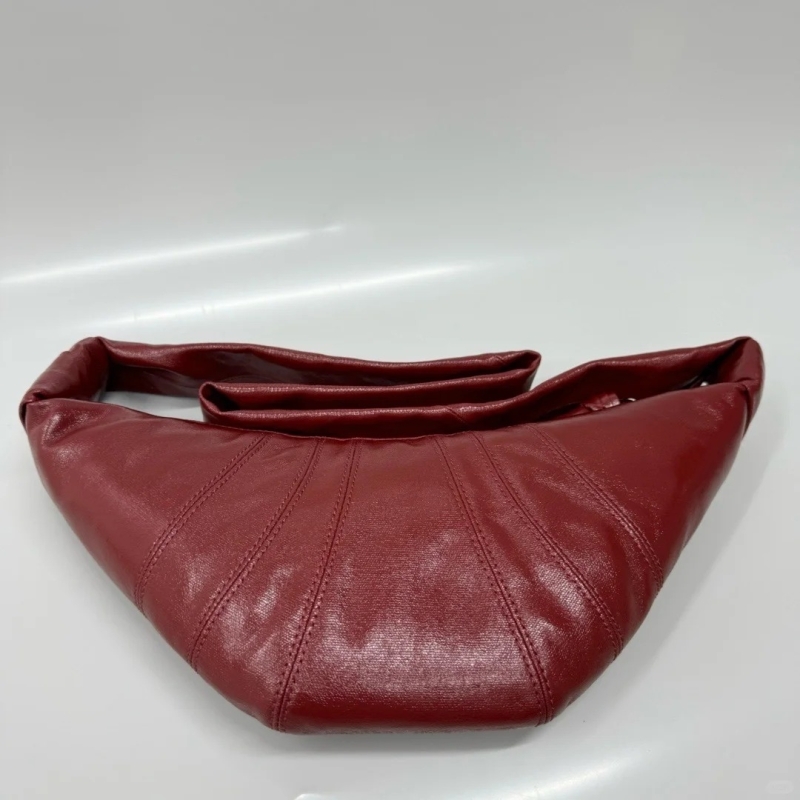 Medium Croissant Bag In Coated Cotton - Brick Red