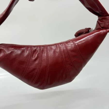 Medium Croissant Bag In Coated Cotton - Brick Red