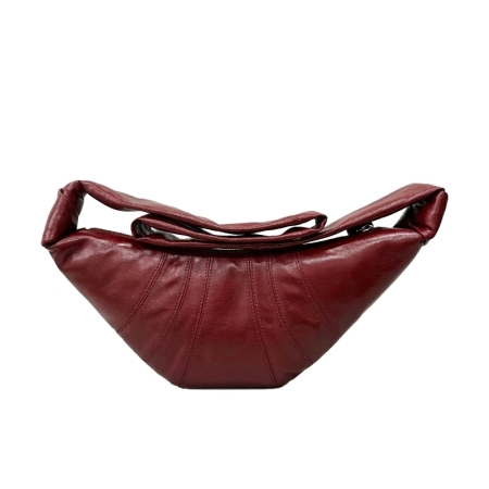 Medium Croissant Bag In Coated Cotton - Brick Red